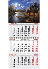 Resim 2026 Yılı Gemici Takvimi-karlı Dağlar Ve Gölde Ki Kulübe 