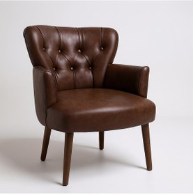 Resim Roma Berjer - Modern Tekli Koltuk - Deri Kumaş - Acı Kahve 