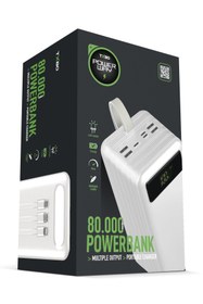 Resim Powerway Tx80 Siyah Profesyonel Yüksek Kapasiteli Çoklu Çıkış 80.000 Mah (Gerçek 80.000 Mah Garantili) Powerbank 