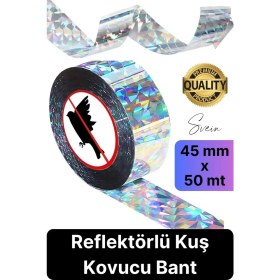 Resim Svein Kuş Kondurmaz Rahatsız Eden Şerit Bant 45 mm x 50 mt Yansıtıcı Kuşsavar Çatı Hologram Bandı 