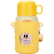 Resim Shotay ST-8817 480ml Askılı Silikon Kılıflı Pipetli Desenli Sarı Çelik Matara 