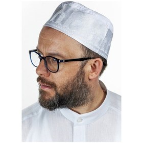 Resim Topbaş Nakış Desenli Kalıp Kumaş Takke Beyaz 