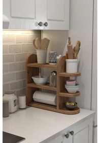 Resim Reyo Home Modern Peçetelikli Baharatlık Mutfak Rafı Atlantik Çam Diğer 