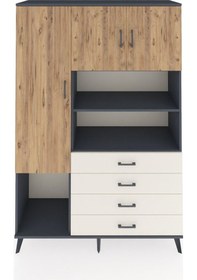 Resim Hyperion Dolap 7 Raflı 4 Çekmeceli 3 Kapaklı 132x44x195 Antra... Antrasit 
