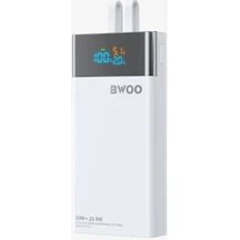 Resim Bwoo 20000 Mah Göstergeli Taşınabilir Hızlı Şarj Cihazı Dahili Type-C ve Lightning Kablolu 