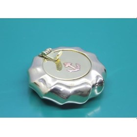 Resim Büro Ev Ofis Dekoru İçin 7cm Çapalı Kapaklı Maksi Pirinç Kül Tablası Küllük 