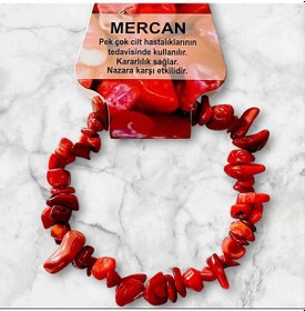 Resim Mercan Kırıktaş Kartlı Ve Özel Kutulu Doğaltaş Bileklik Cilt Sağlığı, Kararlılık Ve Nazar İçin Kırmızı 