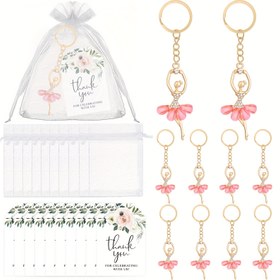 Resim 30 Adet Pembe Bale Dansçısı Anahtarlık Hediye Seti - 10 Adet Bale Dansçısı Anahtarlık, 10 Adet Teşekkür Kartı ve 10 Adet Organze Çanta - Düğünler, Doğum Günü Partileri ve Bekarlığa Veda Partileri İçin Mükemmel | Aşk Temalı Hediyeler, Noel 
