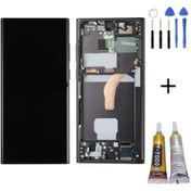 Resim Te Samsung Uyumlu S22 Ultra 5g S908e Uyumlu Çıtalı A Kalite Lcd Ekran Siyah+montaj Seti 