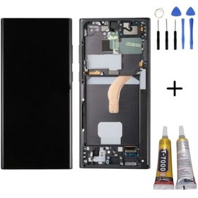 Resim Te Samsung Uyumlu S22 Ultra S908 Uyumlu Çıtalı Lcd Ekran Servis Siyah+montaj Seti 
