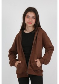 Resim Toontoy Kız Çocuk New Coll Nakışlı Hırka Kahverengi 