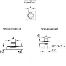 Resim VitrA 5607280 Elegant V-flow Dk200 010 Kare Yalıtımlı Duş Kanalı - Parlak Altın Yandan 50 