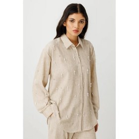 Resim On Fashion Önü İncili Oversize Kadın Gömlek 25Y.ON.GML.56538.01 (25Y.ON.GML.56538.01) 