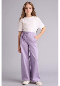 Resim Defacto Wıde Leg Düz Paça Gabardin Pantolon Kız Çocuk G0607a826smpr143 Mor-pr143 