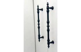 Resim Koldoor Şehzade Mat Siyah Mobilya Dolap Mutfak Çekmece Kulpu 128 mm ( 12,8 cm ) 10 Adet 