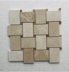 Resim Perla Mutfak Tezgah Arası Bej Mermer Basketweave Fileli Mozaik 0,5 M2 