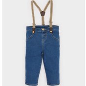 Resim DeFacto Erkek Bebek Askılı Düz Paça Jean Pantolon B6741A525SPBE364 Mavi 