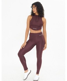 Resim Lesa Wear Soft Touch Bedene Oturan İp Detaylı Sporcu Crop Sütyeni Kahverengi 
