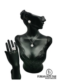 Resim 925 Ayar Gümüş Zirkon Taşlı Set Takım Gümüş 