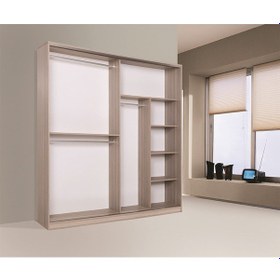 Resim Doğandekorasyon Zara 165Cm 2 Kapakli Sürgülü Dolap Gardirop Cordoba Veya Beyaz 