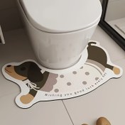 Resim 1 Adet Sevimli Karikatür U Şekilli Banyo Paspası - Yumuşak Diatomit ve Kauçuk Kaymaz Taban, Hızlı Kuruyan Polyester, 1500g/m² Yüksek Yoğunluklu Emici Geometrik Desenli, Makine Yapımı Tuvalet & Duş Güvenliği İçin, Banyo Aksesuarı, Duş Zemin Örtüsü, Eğlenceli Dekor, Dayanıklı Kumaş, Güvenlik Odaklı Alıcılar İçin 