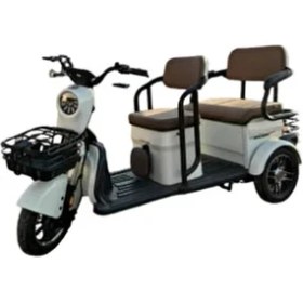 Resim Motolüx Fayton FX10 Krem Beyaz Elektrikli Motosiklet 60V - 24Ah Batarya 180 kg Taşıma Kapasitesi 3 Tekerlek 