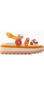 Resim Kurt Geiger Octavia Slingback Platform %100 Deri, Modern Kadın Topuklu Sandalet 