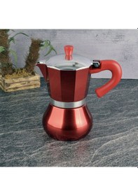 Resim Tohanaa 6 Cup Moka Cezve - Kırmızı Çok Renkli 