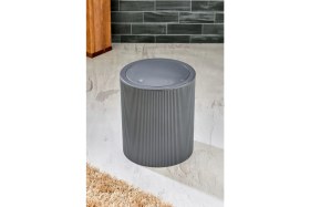 Resim Line Çizgili Yuvarlak Kapaklı Klik Çöp Kovası Banyo Mutfak 