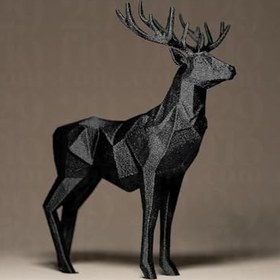 Resim WaveOra Noir Geyik - Modern Dekoratif Minimal Geyik Heykeli Siyah-10 x 11 