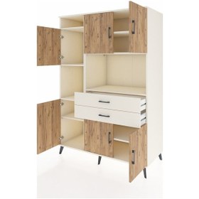 Resim Kronos Dolap 8 Raflı 2 Çekmeceli 6 Kapaklı 132x59x195 Aytaşı-çam/aytaşı Atlas Çam/aytası 