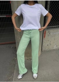 Resim Saklımoda Kadın Kaşkorse Kumaş Ispanyol Paça Pantolon Mint 
