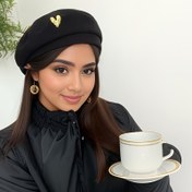 Resim Kadınlar için 1 adet Şık Polyester Bere Şapka, Düz Renk, Hafif, Esnek, Şehir Temalı, Düğme Kapatma, Dokuma, Sadece Elle Yıkanabilir, Sonbahar/Kış Mevsimi için Uygun 