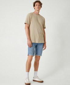 Resim Koton Slim Fit Kot Şort Cep Detaylı Katlamalı Paça Pamuklu Açık İndigo 4sam40100nd Açık İndigo 