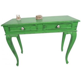 Resim 100 Cm Çekmeceli Yeşil Eskitme Konsol Dresuar & Makyaj Masası Yeşil 