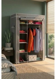 Resim Reyo Prado Elit Yandan Raflı Çelik Profilli Bez Dolap Gri 
