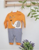 Resim babyraise %100 Pamuk Fil Baskılı Bereli Bebek Tulum Sarı 