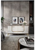 Resim ART KONSOL MDF MEBRAN KAPAK CEVİZ KREM GOLD 