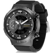 Resim Sones Bınbond B2202 Elmas Çift Takvimli Işıklı Kuvars Saat, Renk: Siyah Çelik-siyah-beyaz Çivi 