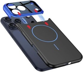 Resim Apple iPhone 17 Pro Max ile uyumlu Kılıf M-safe Şarj Özellikli Çift Parçalı Napoli Kapak Lacivert-Siyah 