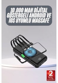 Resim Kablosuz Çoklu Şarj Girişli 10.000 Mah Kablolu Powerbank Taşınabilir Çok Renkli 