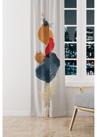 Resim Japanese Stone Desenli Süet Oturma Odası Salon Fon Perde Baskılı Ekstrafor Büzgü Tek Kanat Prd-1109 Çok Renkli 