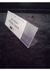 Resim 10 Ad Şeffaf Pvc Etiketlik İsimlik 8x4 Cm Kartvizitlik Ayaklı 