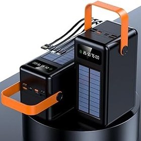 Resim The Wlue 80000 mAh Solar Taşınabilir Şarj Cihazı, Dijital Ekranlı, LED Işıklı, Kamp için Powerbank 