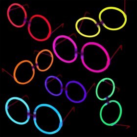 Resim Glow Stick Parti Gözlüğü Glow Partisi Yuvarlak Şekilli Fosforlu Gözlük 6 Adet 