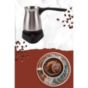 Resim Yeni Nesil Türk Kahve Makinesi Cezvesi Siyah Gri Kablolu Pratik 