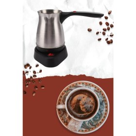 Resim Yeni Nesil Türk Kahve Makinesi Cezvesi Siyah Gri Kablolu Pratik 