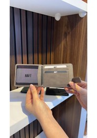 Resim Mft Leather Hakiki Deri Mıknatıslı Kartlık Mona 1103 Gri 