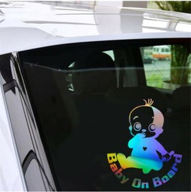 Resim Araba Bebe Var Hologram Sticker 1 