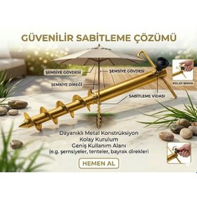 Resim Metal Unıversal Şemsiye Sabitleyici Gold 
